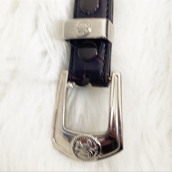 LIKE NEW Vintage belt leather alligator print leather golf buckle silver RETRO main image 9